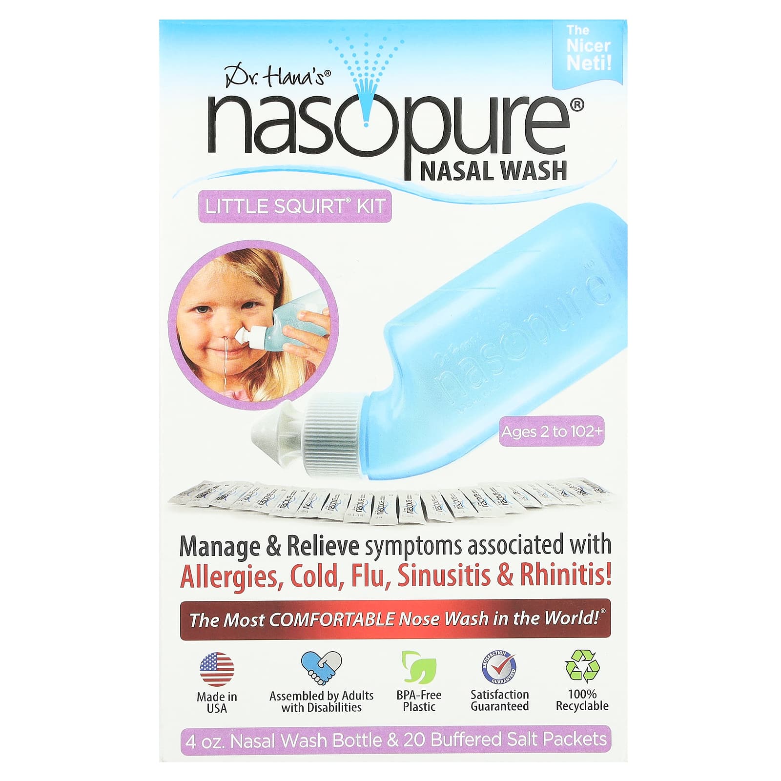 Средство для мытья Nasopure Nasal Little Squirt Kit to 102+ 1 Kit, для детей от 2 лет