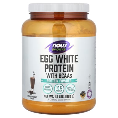 Шоколад NOW Foods Sports Egg White Protein With BCAAs Creamy, 680 г