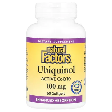 Фото товара: Коэнзим Q10 Natural Factors Ubiquinol Active, 100 мг, 60 мягких капсул