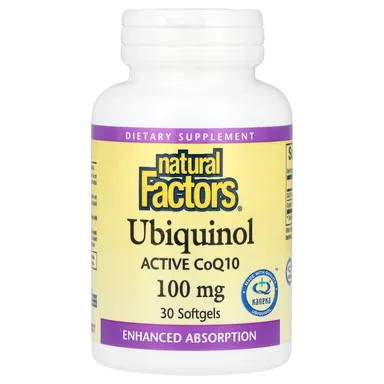 Фото товара: Коэнзим Q10 Natural Factors Ubiquinol Active, 100 мг, 30 мягких капсул