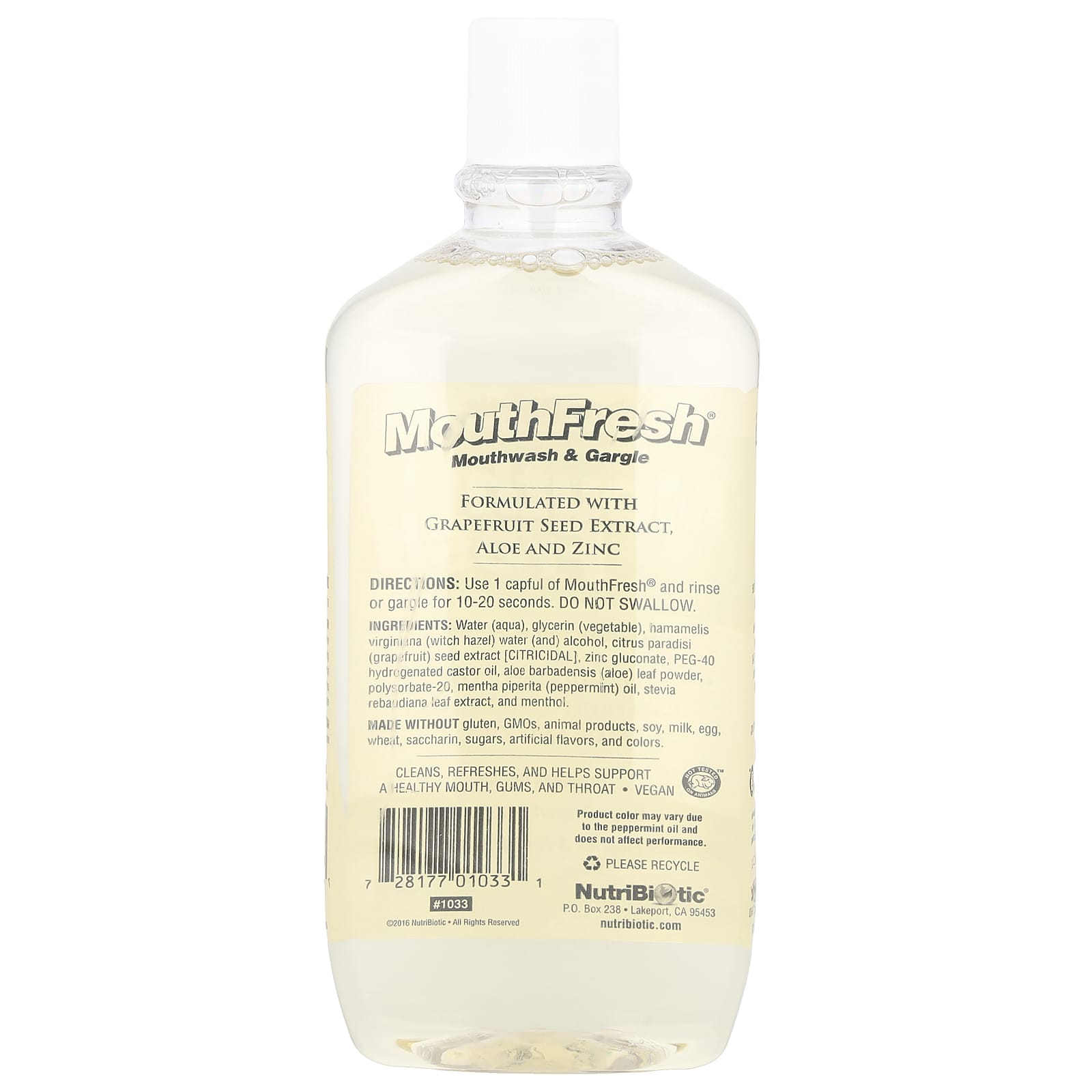 Ополаскиватель для полости рта NutriBiotic Mouth Fresh® & Gargle Refreshing Peppermint, 473 мл — фото 2