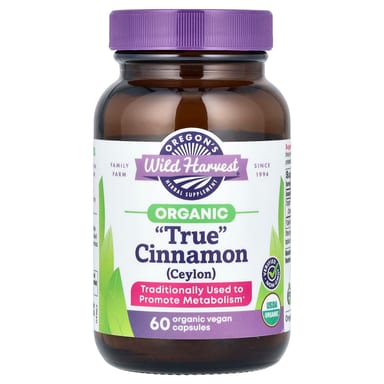 Корица Oregon's Wild Harvest, вкус Organic "True" Cinnamon (Ceylon), 450 мг, капсулы