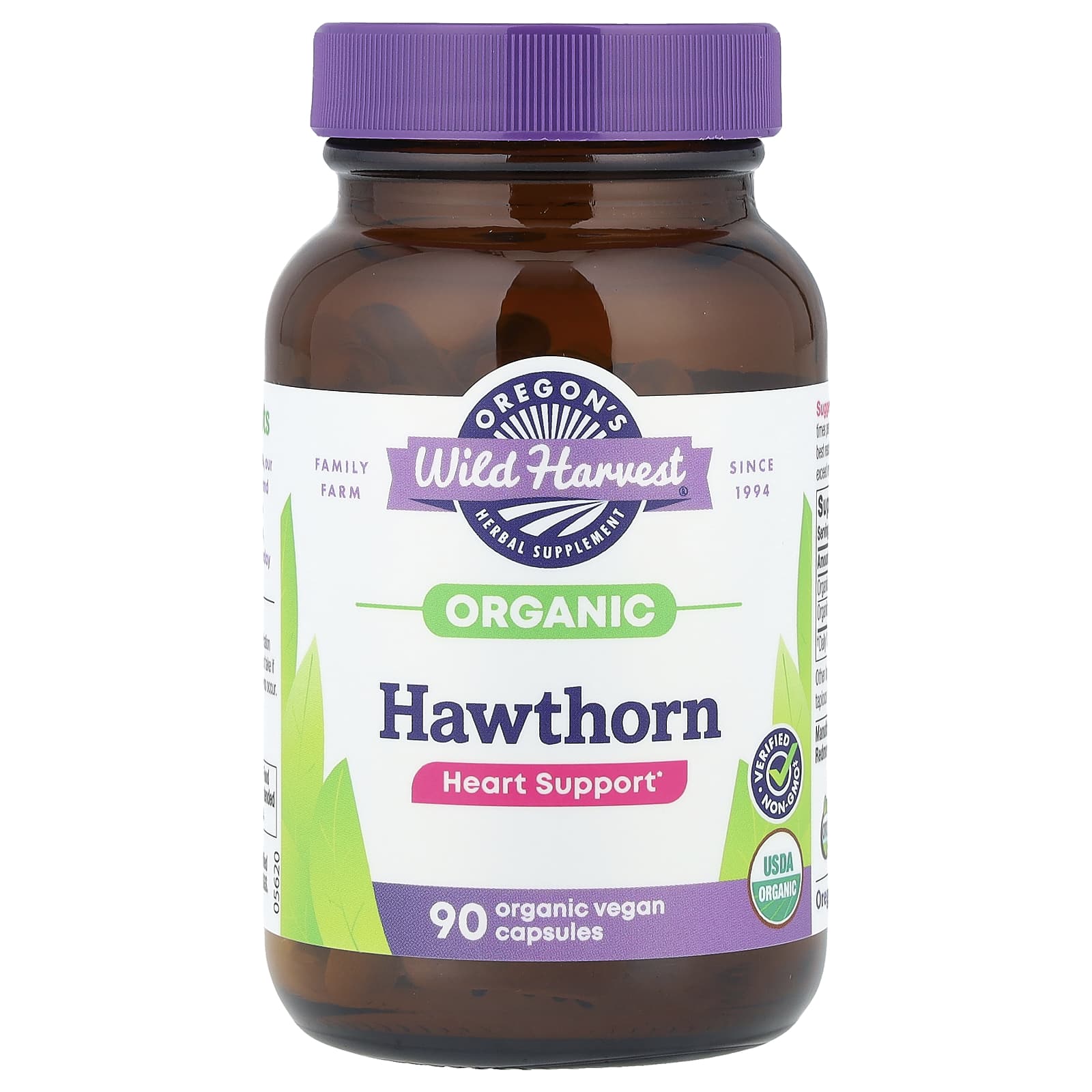 Ягоды боярышника Oregon's Wild Harvest Organic, 200 мг, 90 растительных капсул