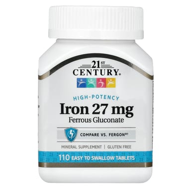 Железо 21st Century High-Potency 110 Easy to Swallow Tablets, 27 мг, таблетки