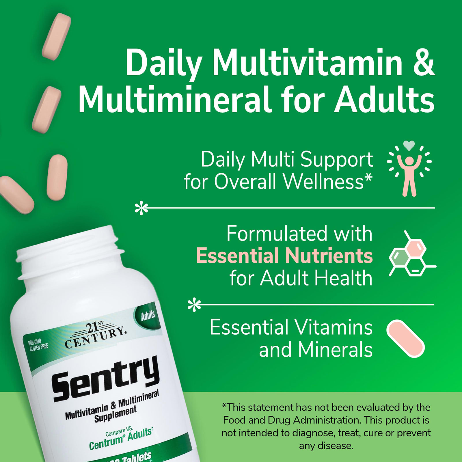 Мультивитамины 21st Century Sentry Adults & Multimineral Supplement, 130 таблеток — фото 5