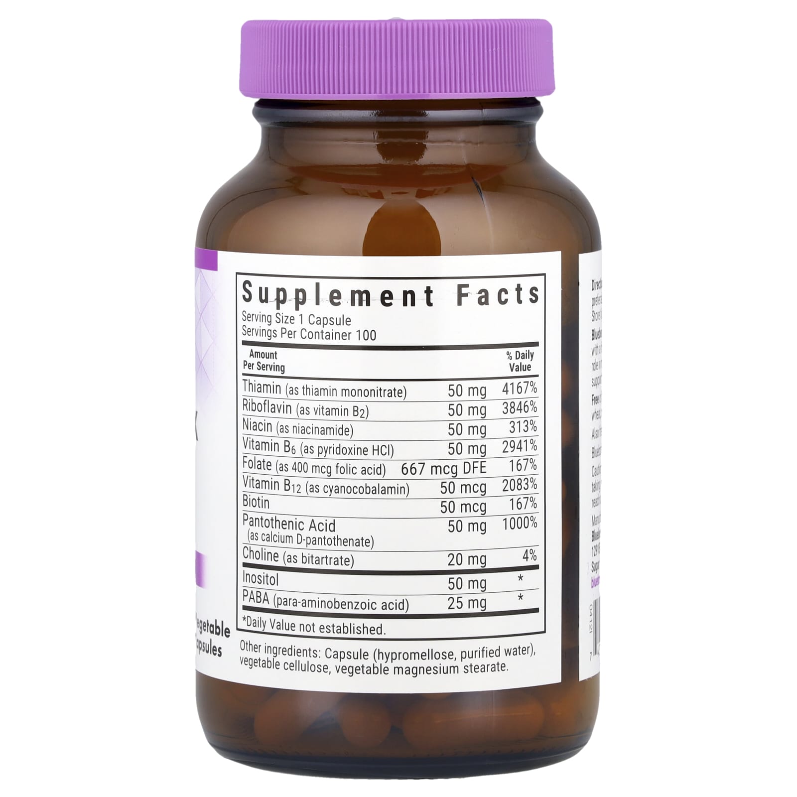 Комплекс витаминов B Bluebonnet Nutrition B-Complex 50, 100 растительных капсул — фото 2