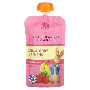 Пюре для малышей Pumpkin Tree Organics Peter Rabbit Organics, вкус Strawberry & Banana, 113 г