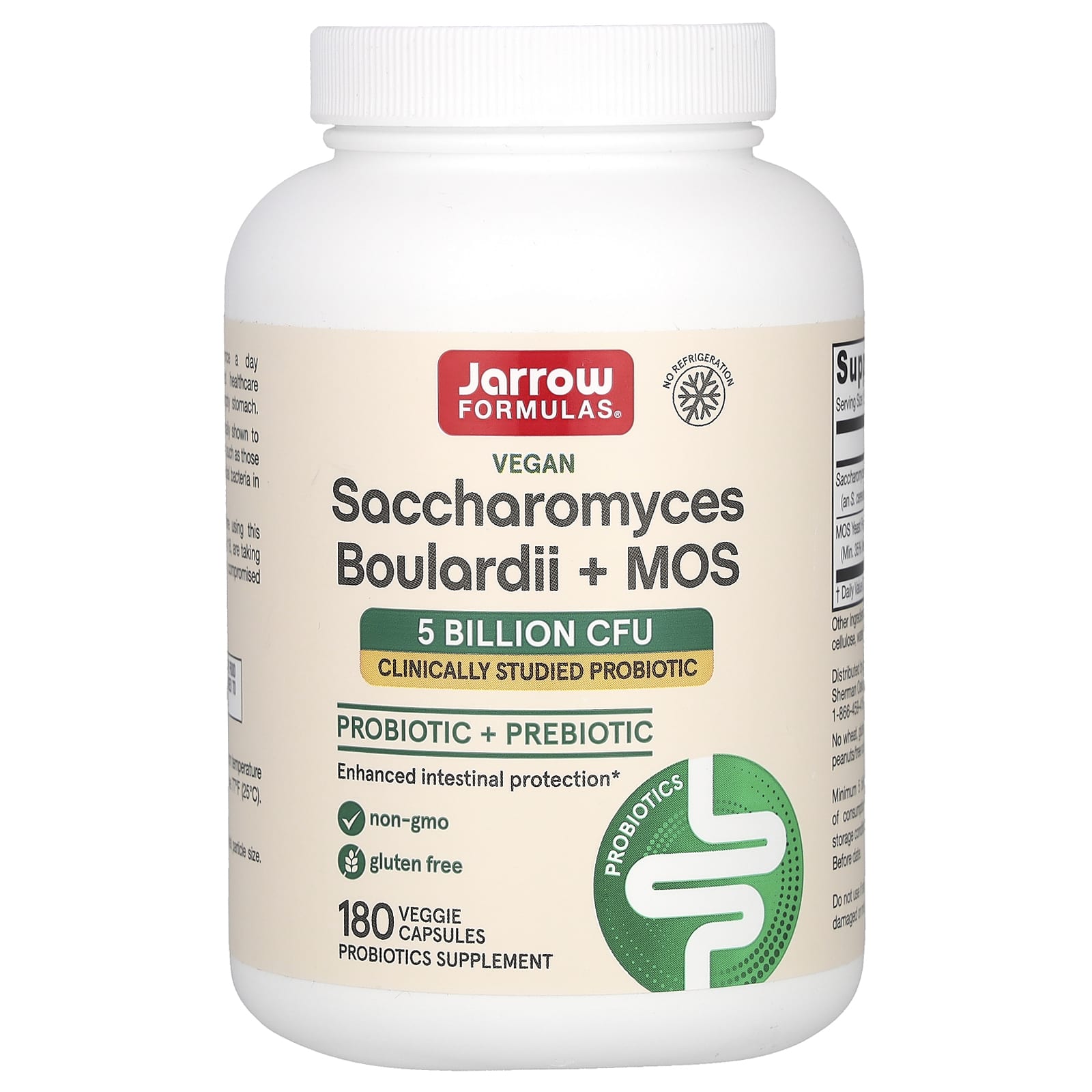 Saccharomyces Boulardii MOS Jarrow Formulas, 5 млрд КОЕ, 180 растительных капсул