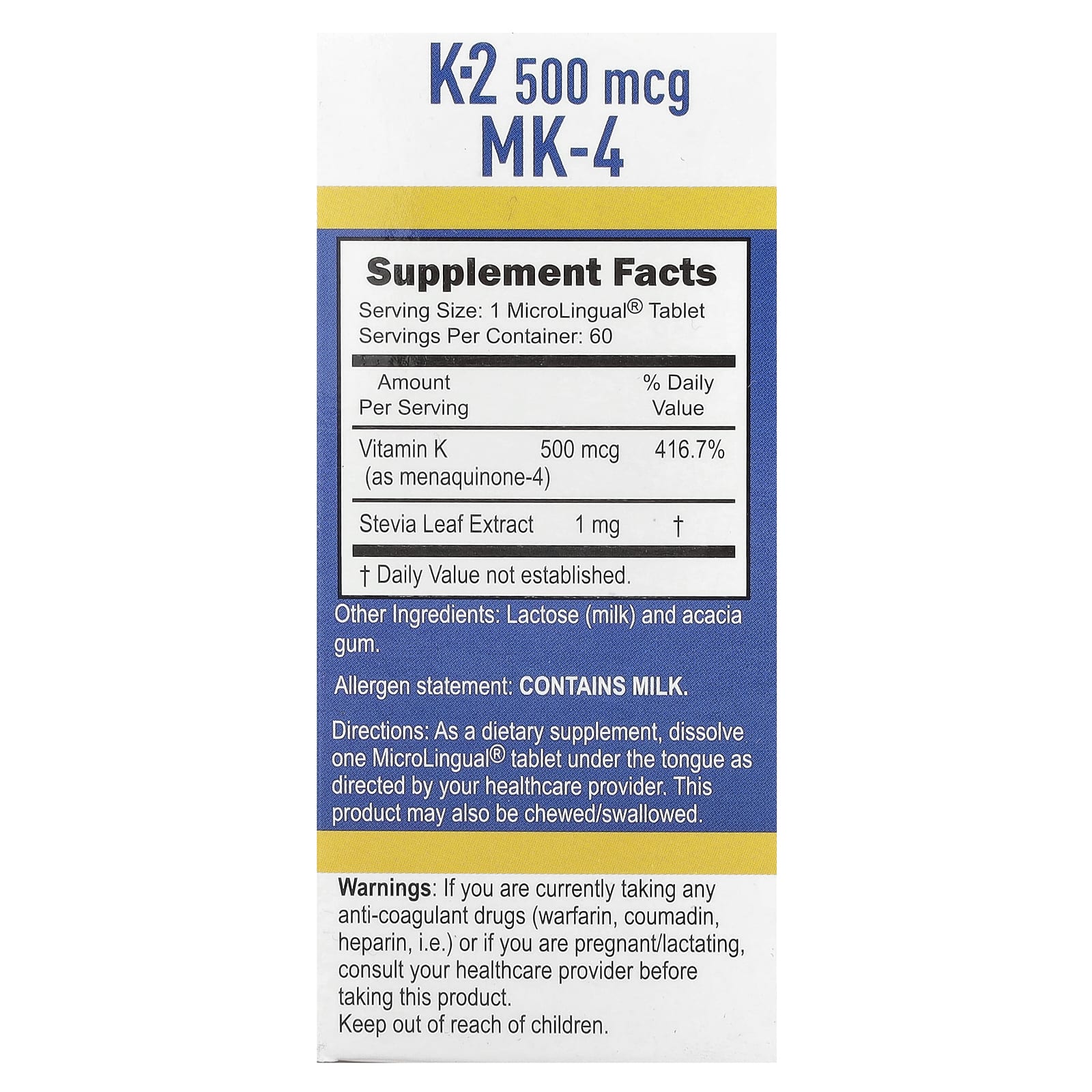 Витамин K Superior Source -2, 500 мкг, 60 быстрорастворимых таблеток MicroLingual — фото 3