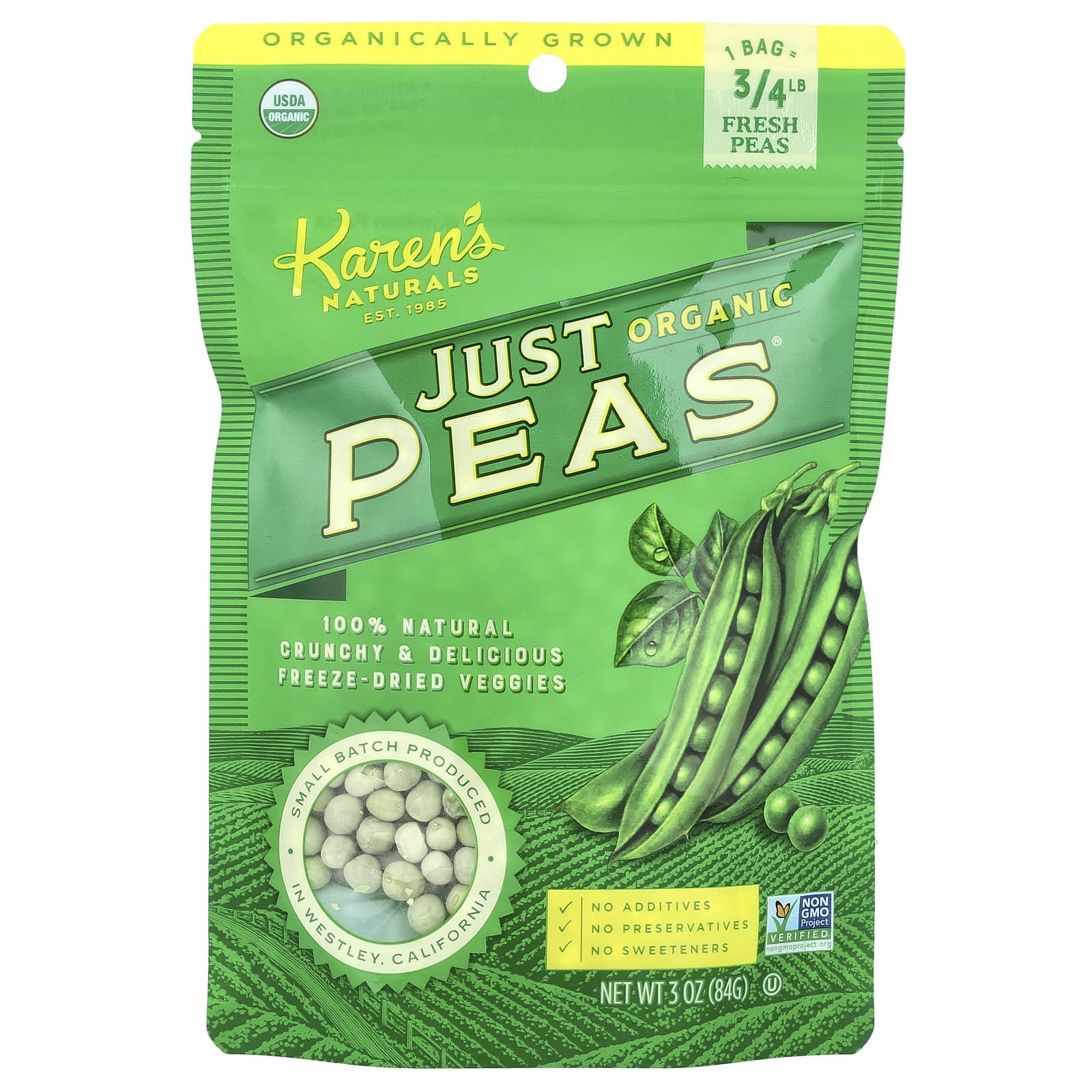 Органические горошки Karen's Naturals, 3 унции (84 г)