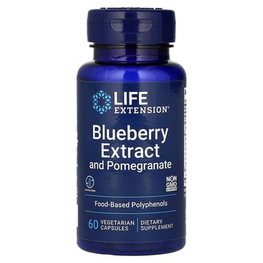 Экстракт черники Life Extension, вкус Blueberry Extract and Pomegranate, 60 растительных капсул