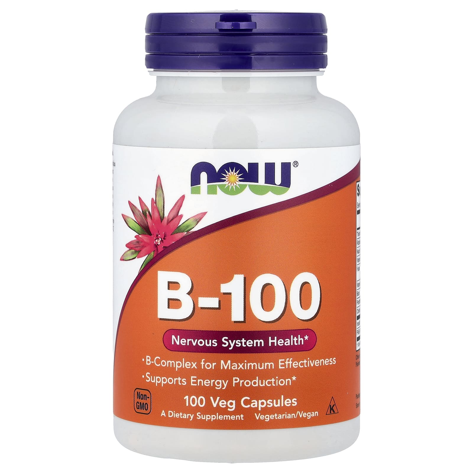 Комплекс витаминов B-100 NOW Foods B-100, 100 растительных капсул — фото 2