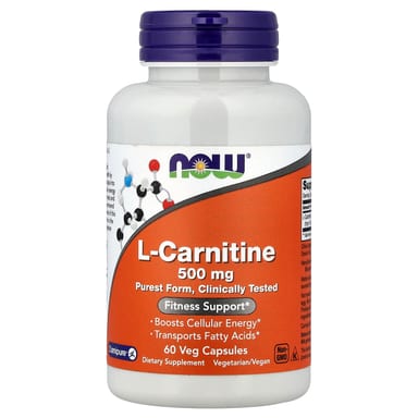 L-карнитин NOW Foods L-Carnitine, 500 мг, 60 растительных капсул