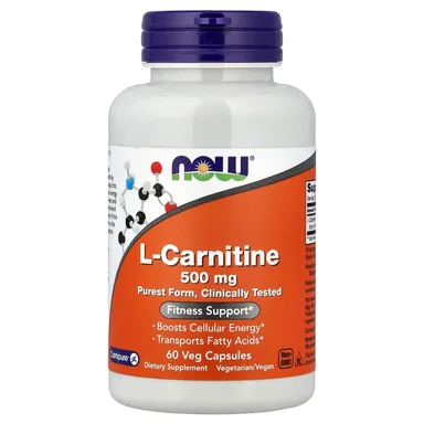 Фото товара: L-карнитин NOW Foods L-Carnitine, 500 мг, 60 растительных капсул