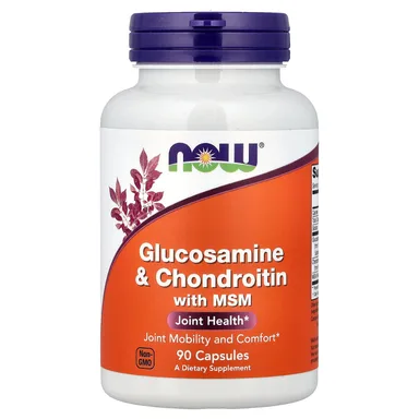 Фото товара: Хондроитин NOW Foods Glucosamine & with MSM, 90 капсул