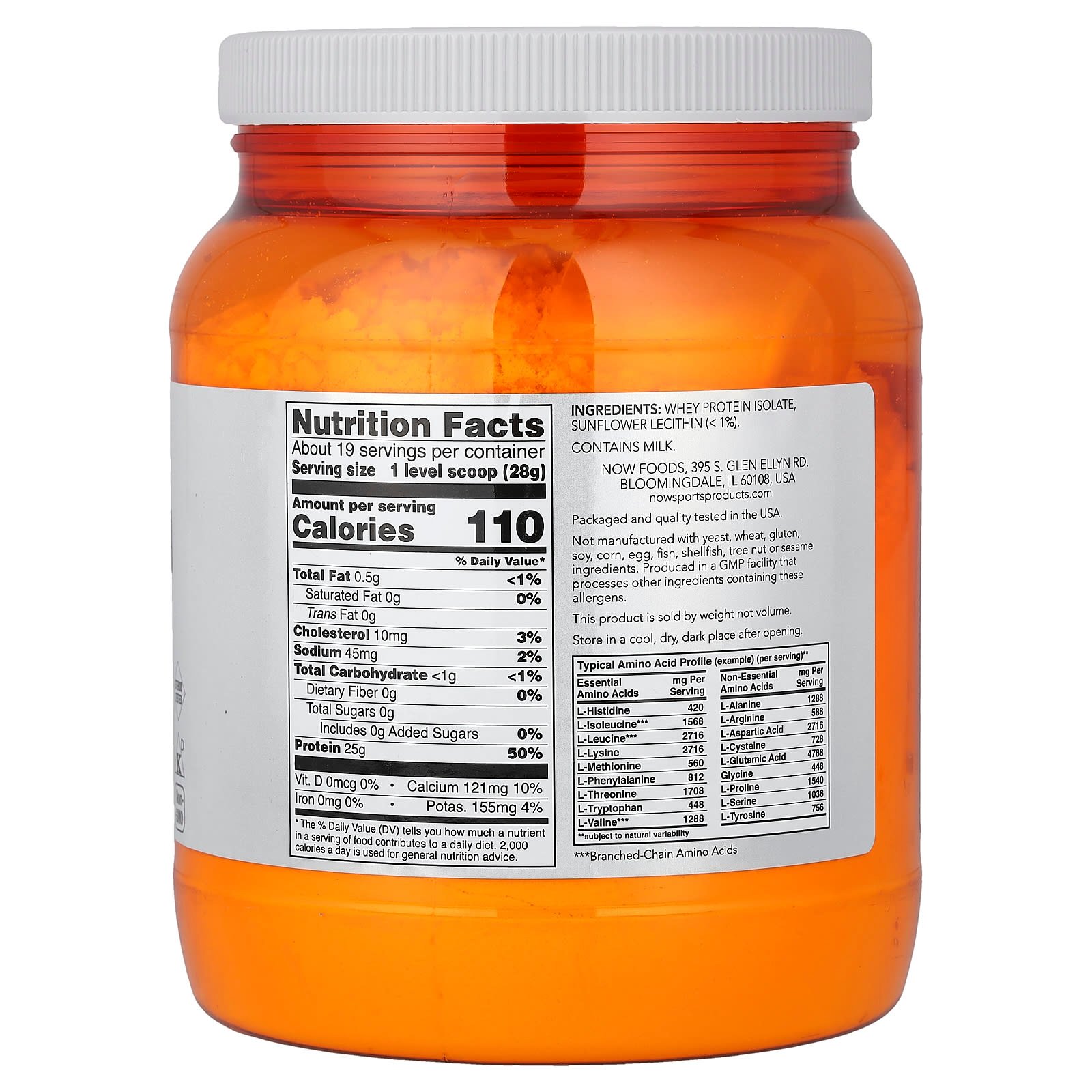 Сывороточный протеин NOW Foods Sports Isolate, оттенок Unflavored, 544 г — фото 7