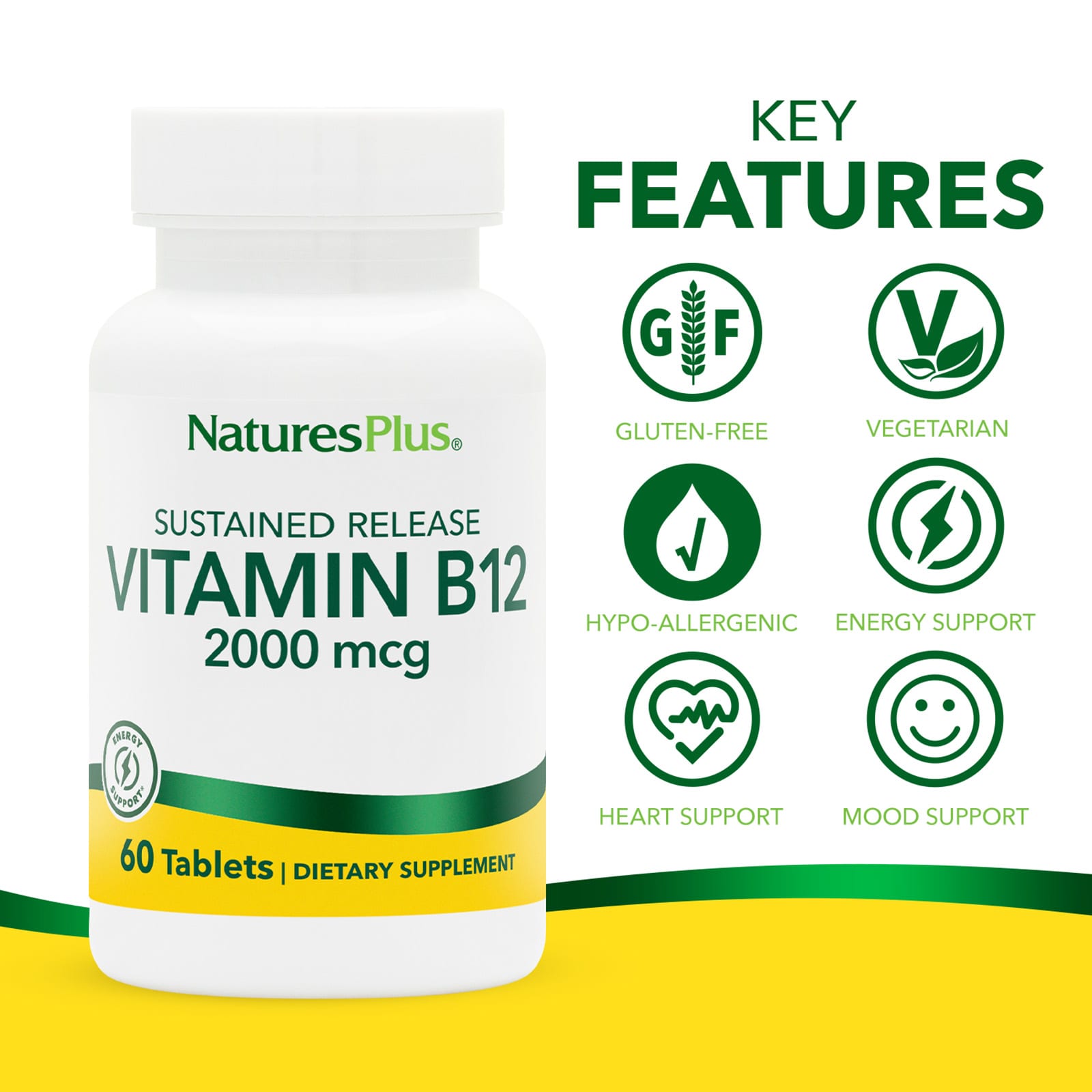 Витамин B12 NaturesPlus Sustained Release, 60 таблеток — фото 3