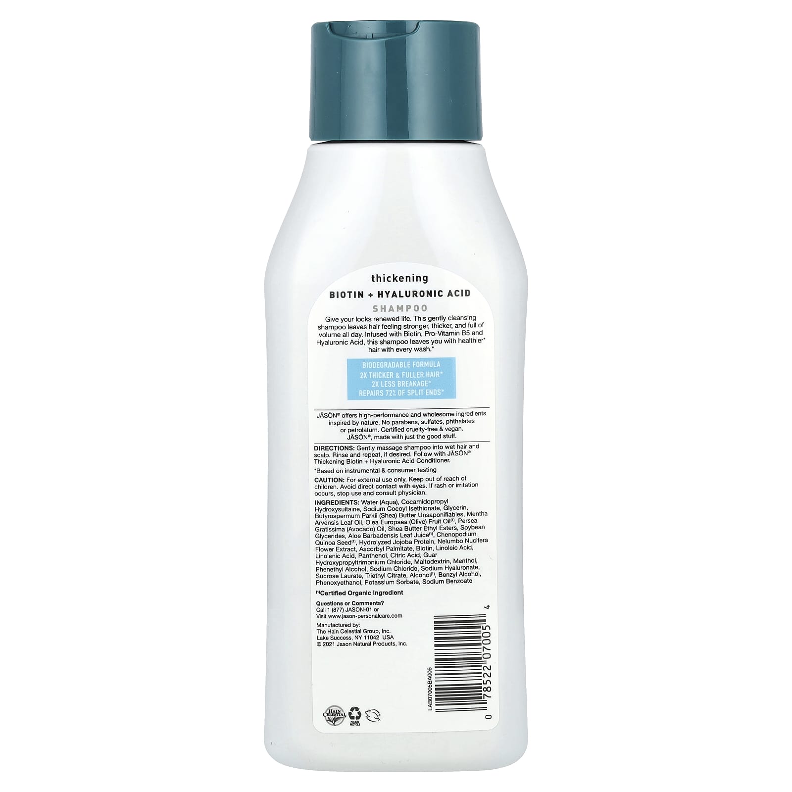 Гиалуроновая кислота Jason Natural Thickening Biotin Shampoo, 473 мл — фото 2