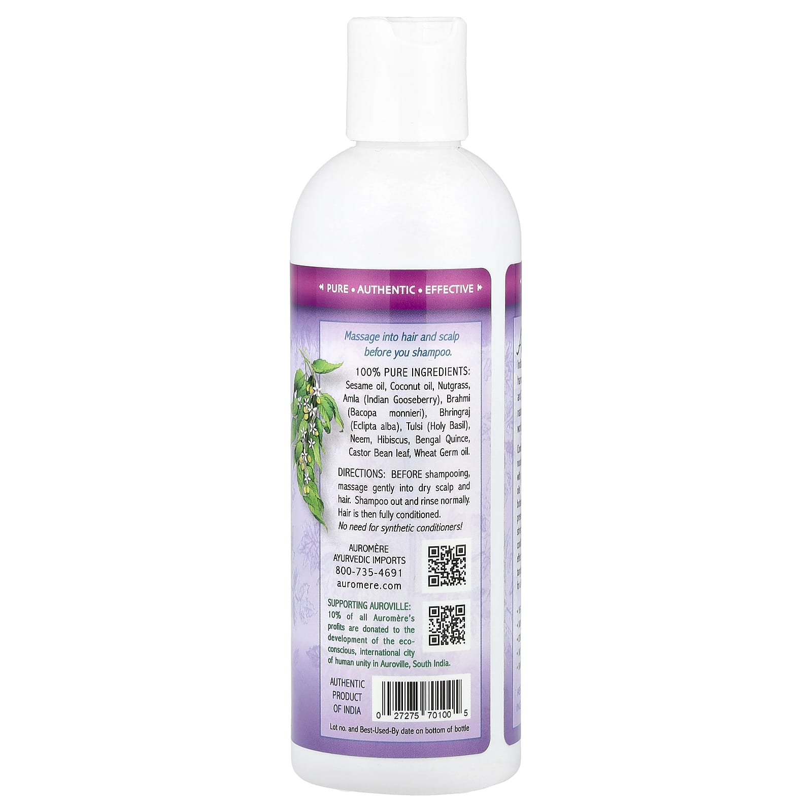 Масло Auromere Rejuvenating Hair Conditioning For All Types of Hair, 206 мл — фото 2