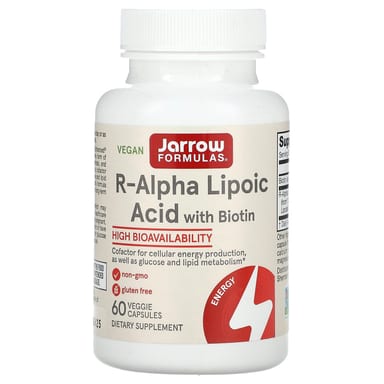 Альфа-липоевая кислота Jarrow Formulas R- with Biotin, 60 растительных капсул