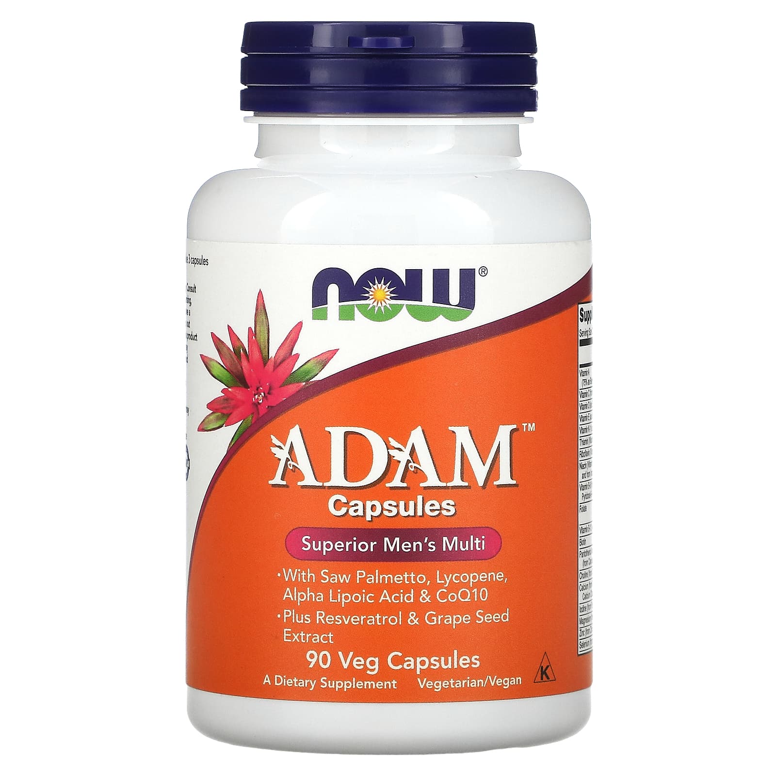 Мужские мультивитамины NOW Foods ADAM™, 90 растительных капсул
