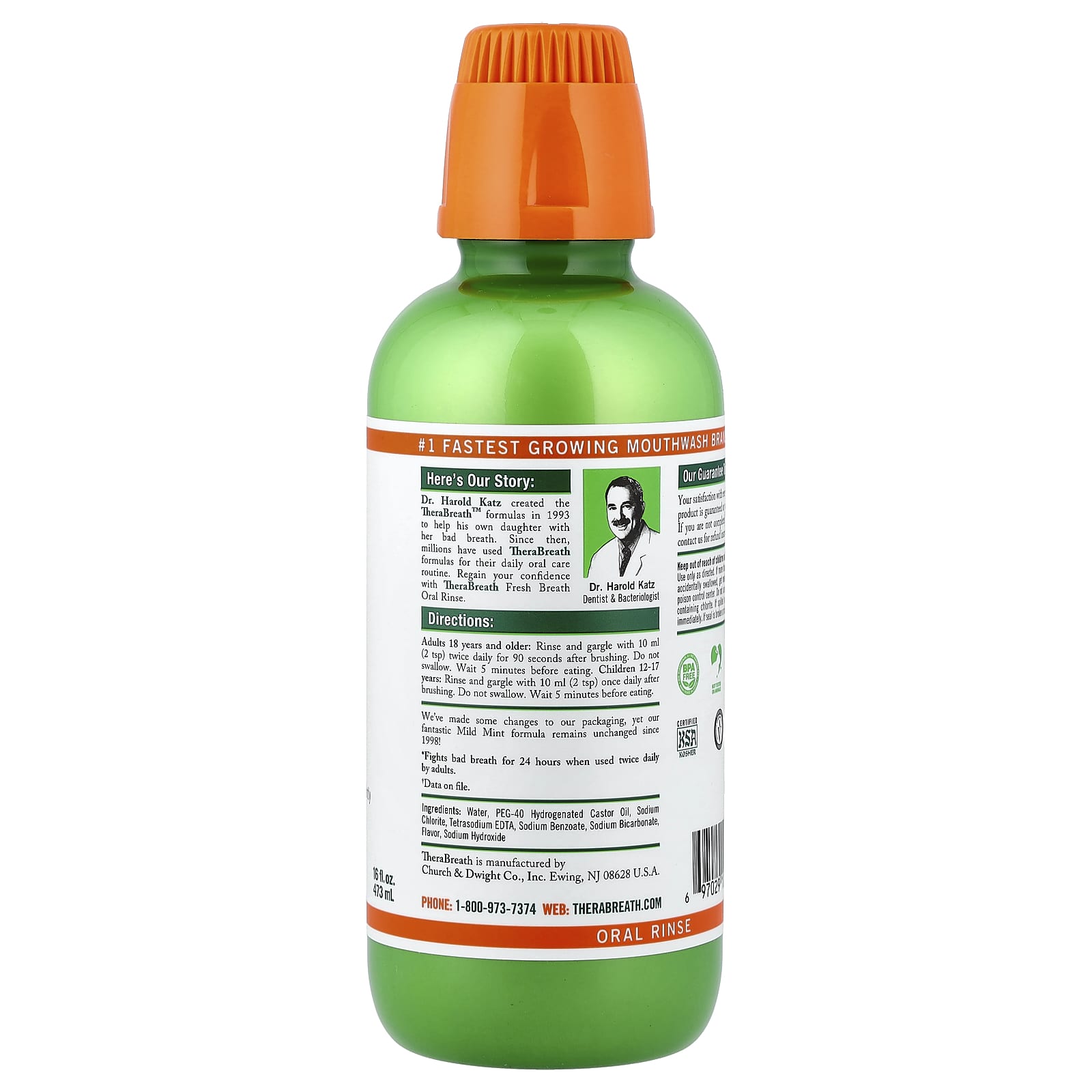 Полоскание для рта TheraBreath, 473 мл (16 fl oz), мягкая мята — фото 2