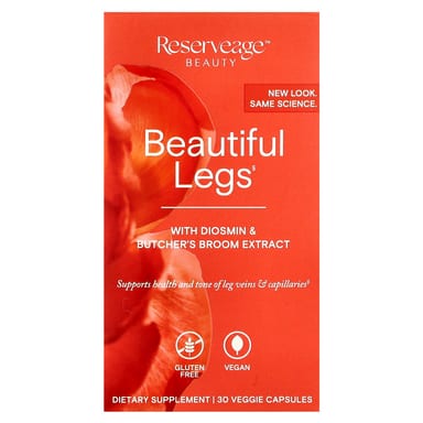 Иглица (рускус) Reserveage Beauty Beautiful Legs with Diosmin & Extract, 30 растительных капсул