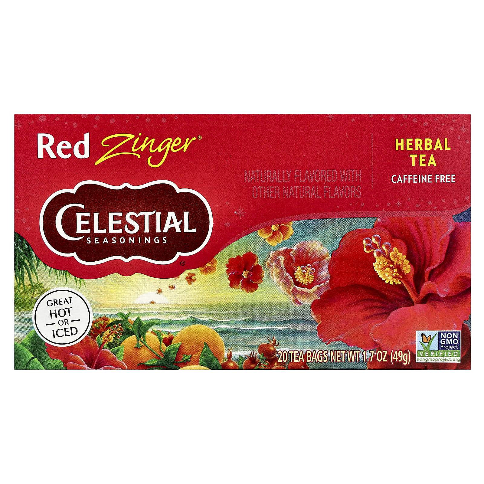 Чай Celestial Seasonings Herbal Red Zinger® Caffeine Free, оттенок 20 Tea Bags, 49 г, чайные пакетики — фото 2