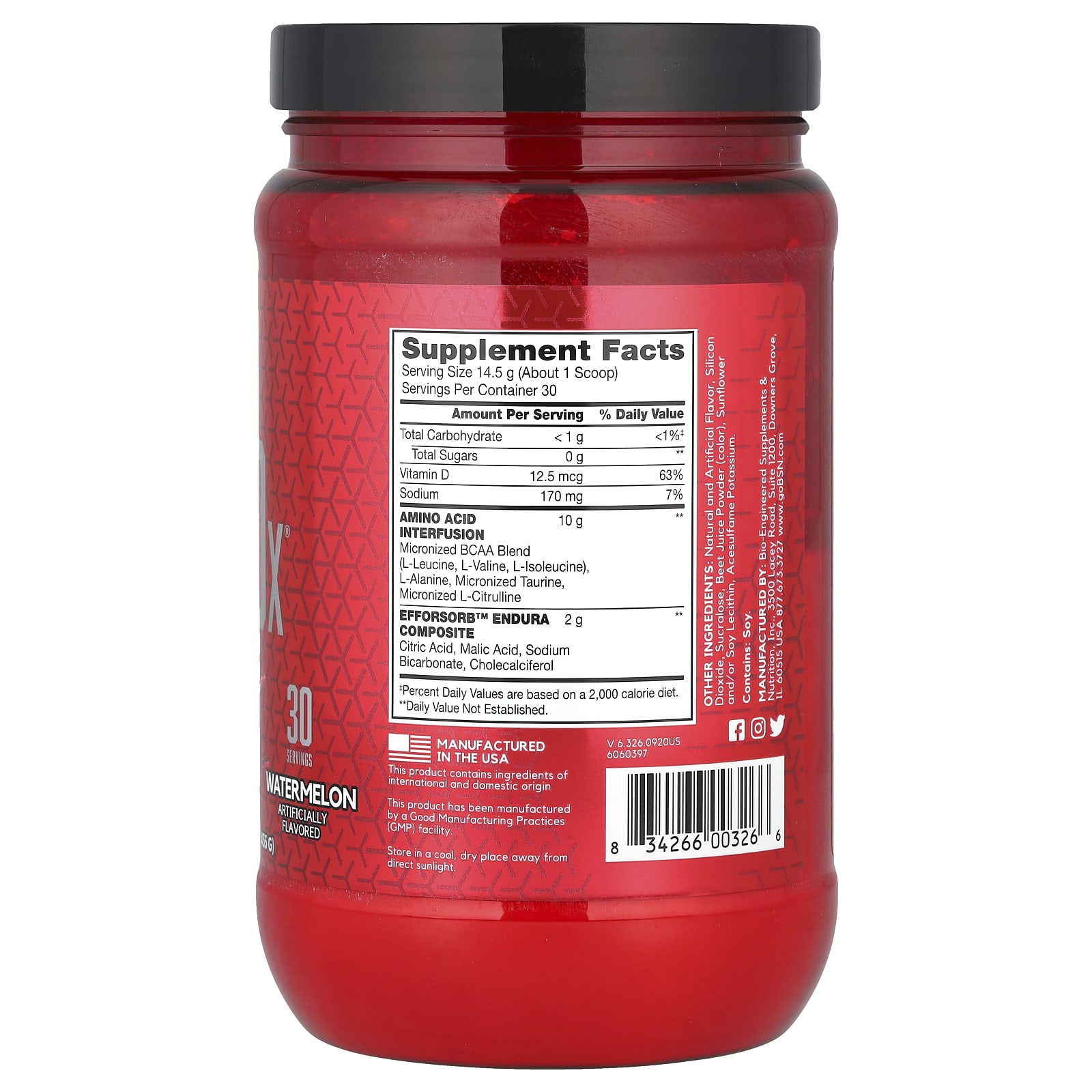 Аминокислотный комплекс AminoX BSN® Endurance & Recovery, оттенок Watermelon, 435 г — фото 2