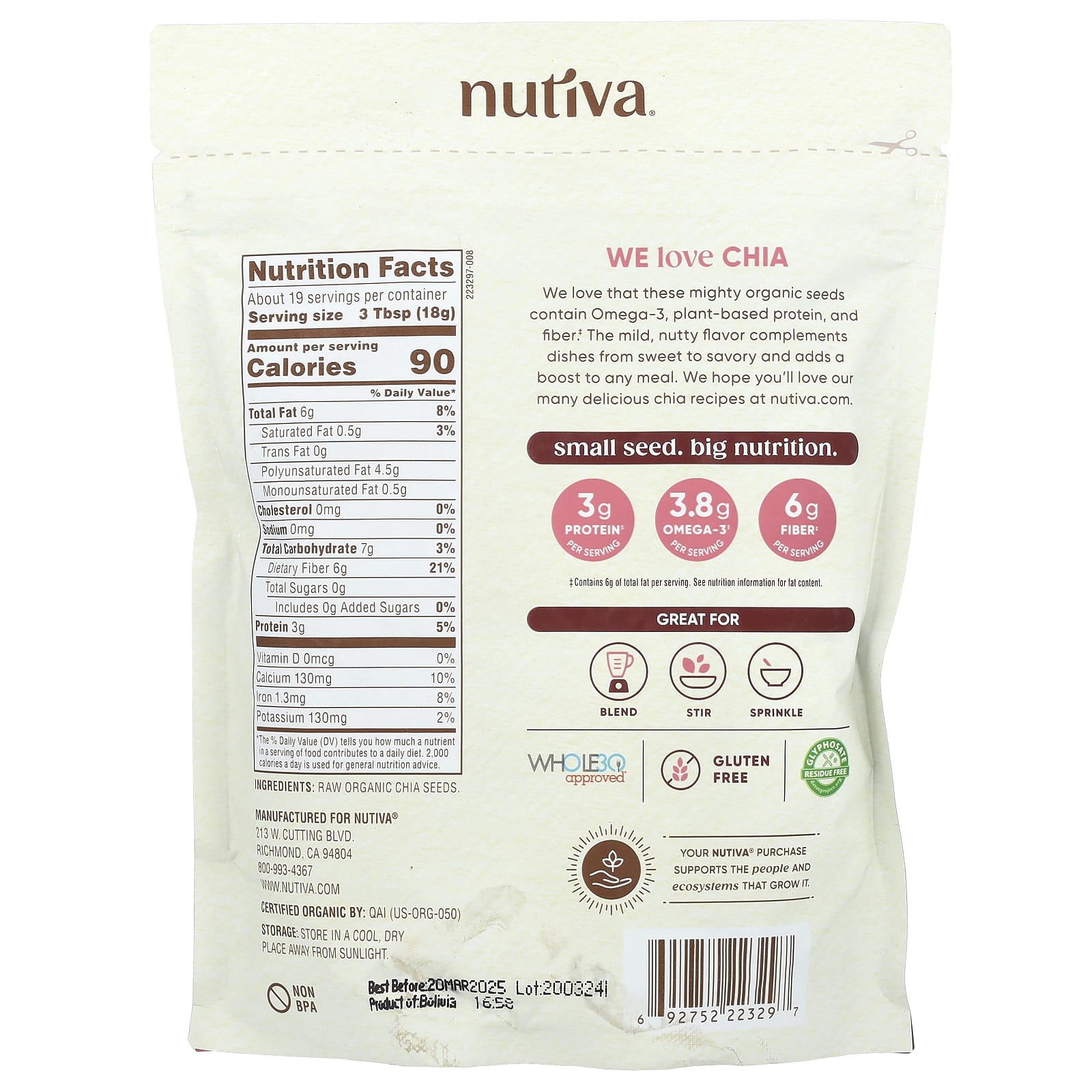 Семена чиа Nutiva Organic Ground, 340 г — фото 2