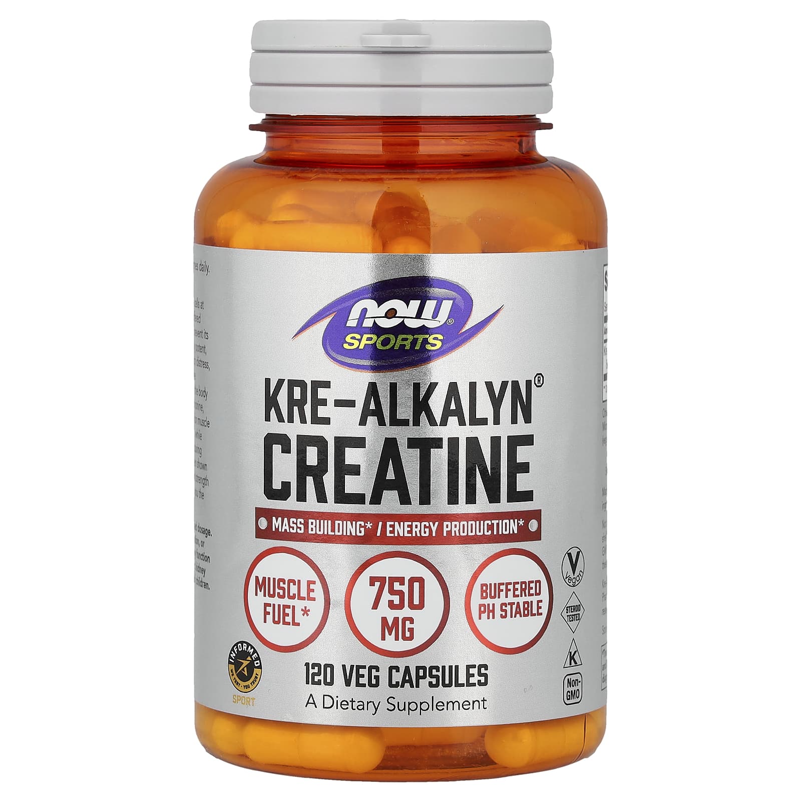 Креатин NOW Foods Sports Kre-Alkalyn®, 750 мг, 120 растительных капсул
