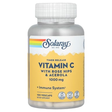 Витамин C Solaray Timed Release with Rose Hips & Acerola, 1000 мг, 100 растительных капсул