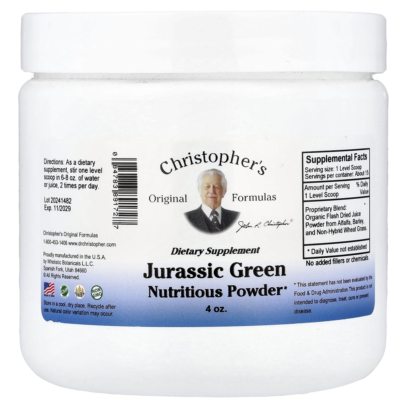 Порошок Christopher's Original Formulas Jurassic Green Nutritious, 4 унций