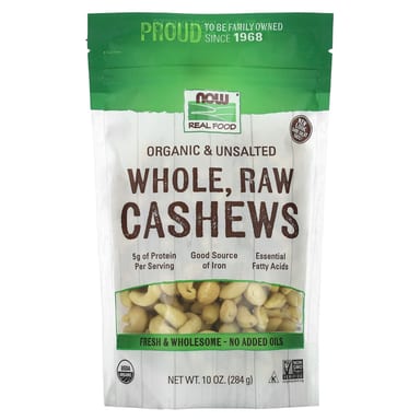 Кешью NOW Foods Organic Whole, оттенок Unsalted, 284 г