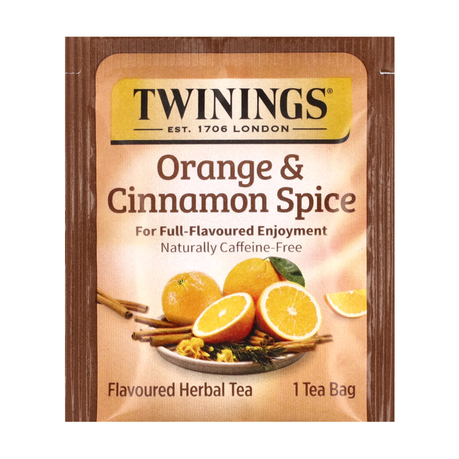 Чай Twinings Flavored Herbal Orange & Cinnamon Spice Caffeine Free, оттенок 20 Tea Bags, 40 г, чайные пакетики — фото 3