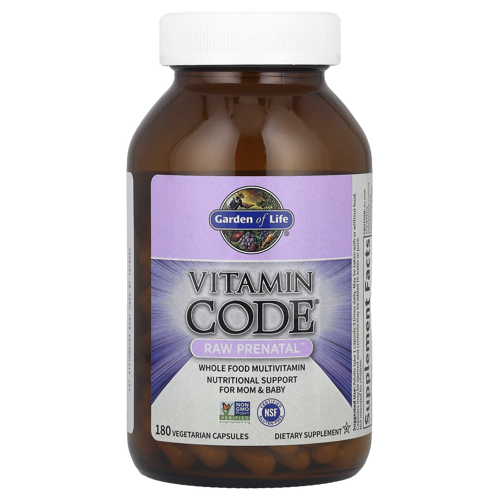 Витамины Garden of Life, RAW Prenatal™, 180 вегетарианских капсул