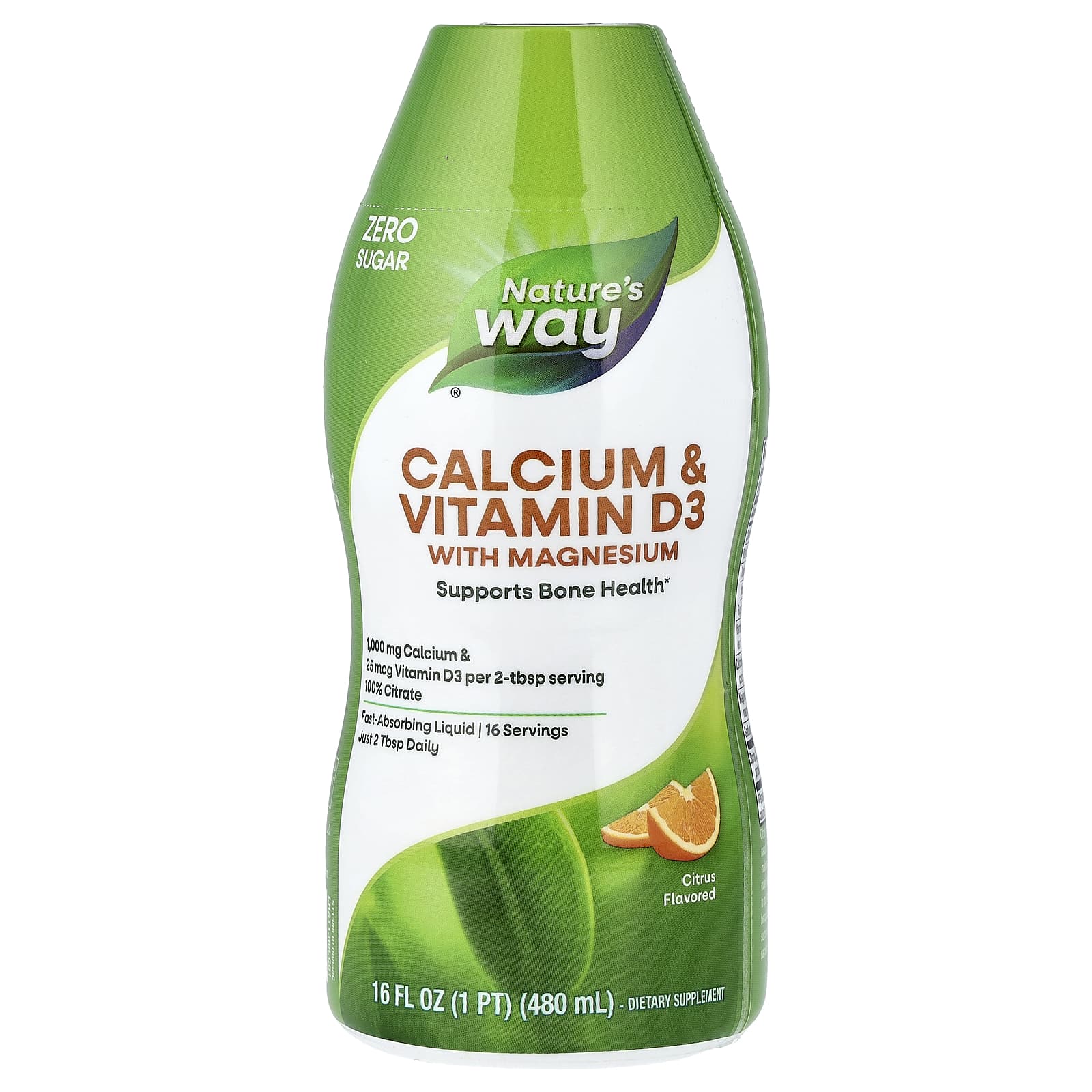 Витамин D3 Nature's Way Calcium & with Magnesium, оттенок Citrus, 480 мл