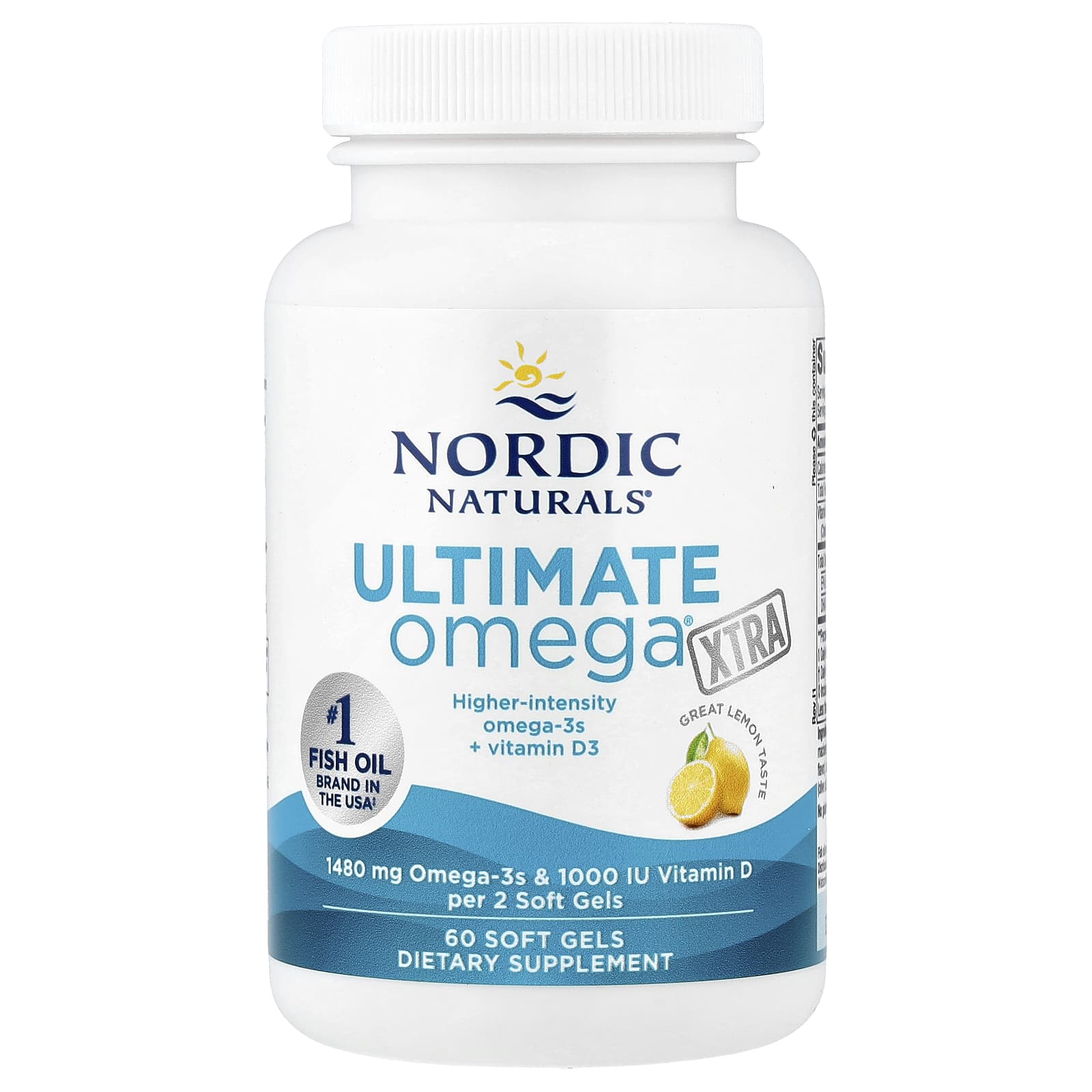 Омега-3 Ultimate Omega Nordic Naturals Ultimate Omega® Xtra, вкус Lemon, 60 мягких капсул
