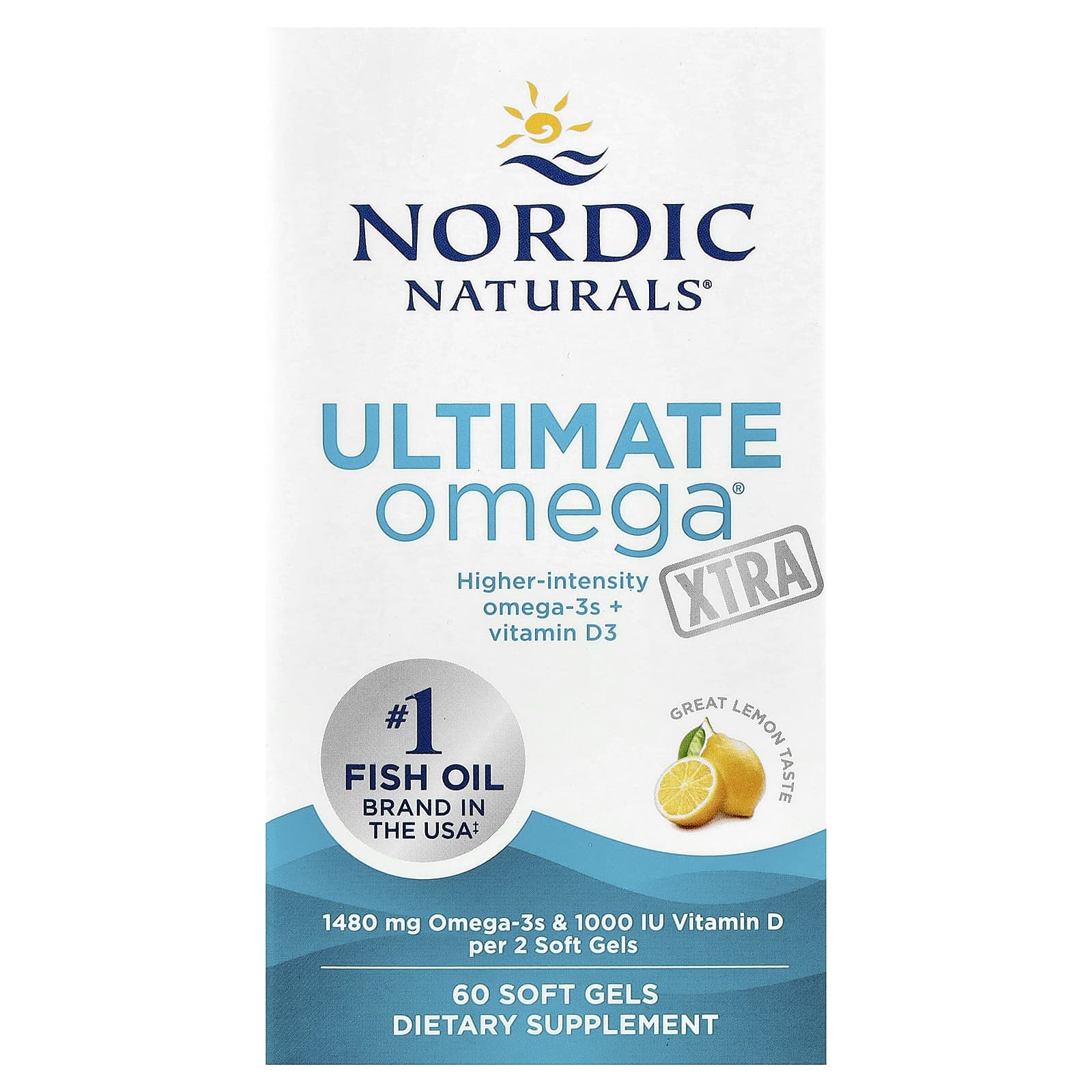 Омега-3 Ultimate Omega Nordic Naturals Ultimate Omega® Xtra, вкус Lemon, 60 мягких капсул — фото 2