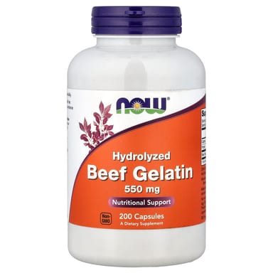 Говяжий желатин NOW Foods Hydrolyzed Beef Gelatin, 550 мг, 200 капсул