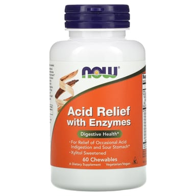 Ферменты NOW Foods Acid Relief , 60 жевательных таблеток