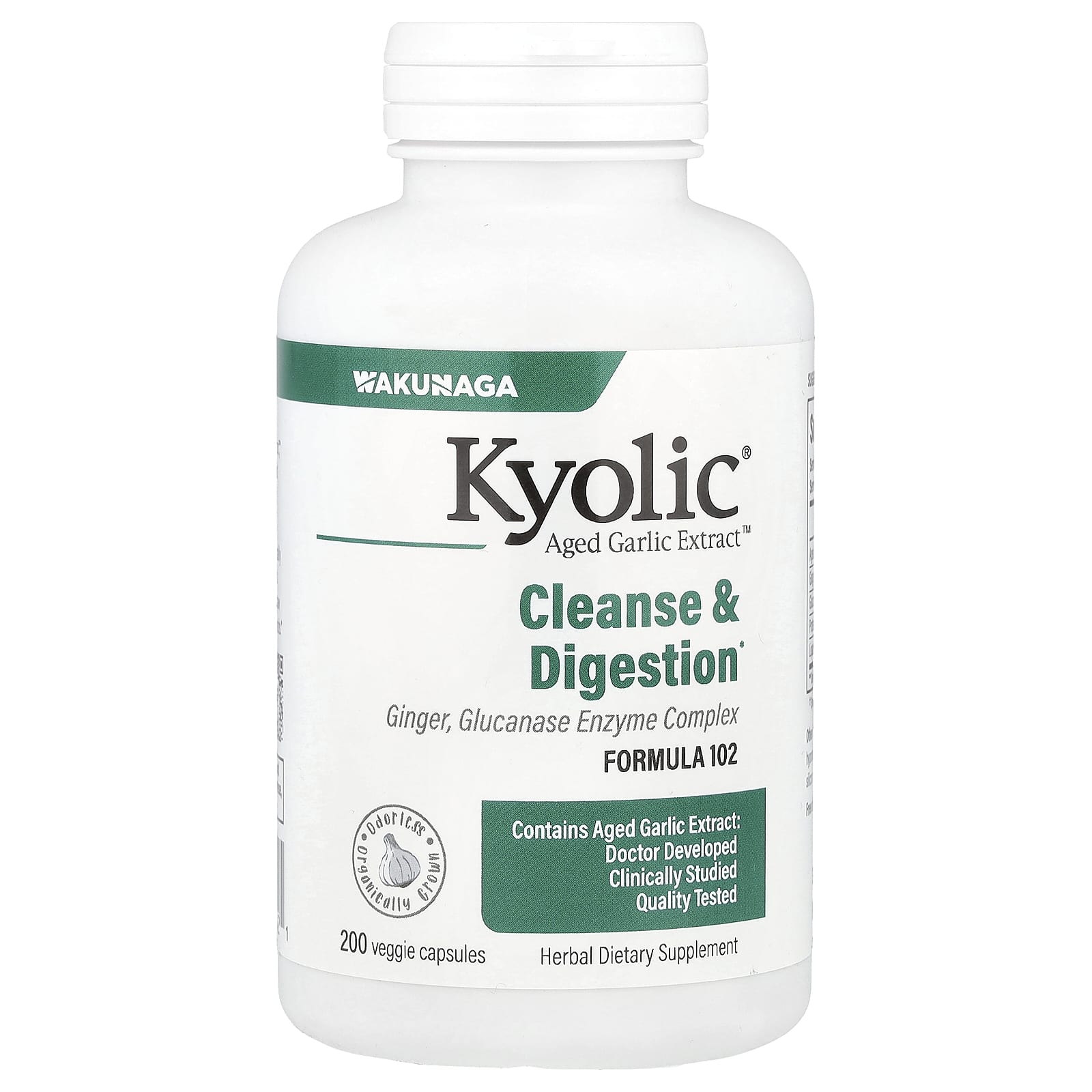 Комплекс Kyolic Aged Garlic Extract™ Cleanse & Digestion 102, 200 растительных капсул