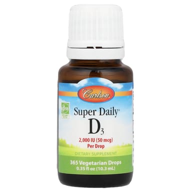 Витамин D3 Carlson Super Daily®, 50 мкг (2000 МЕ), 10.3 мл