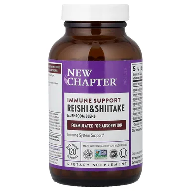 Фото товара: Поддержка иммунитета New Chapter Immune Reishi & Shiitake Mushroom Blend, 120 растительных капсул