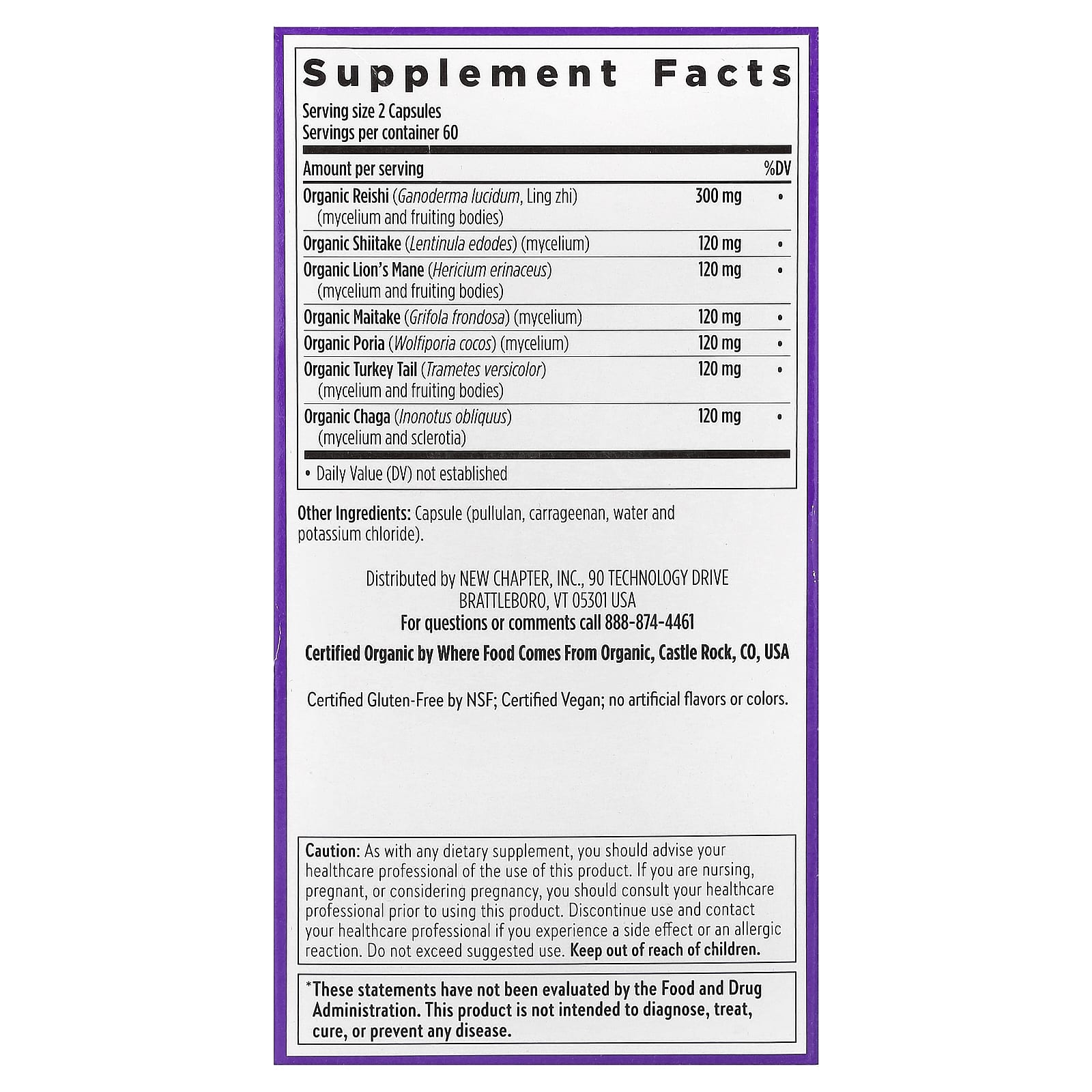 Поддержка иммунитета New Chapter Immune Reishi & Shiitake Mushroom Blend, 120 растительных капсул — фото 6