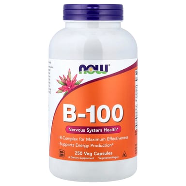 Комплекс витаминов B-100 NOW Foods B-100, 250 растительных капсул