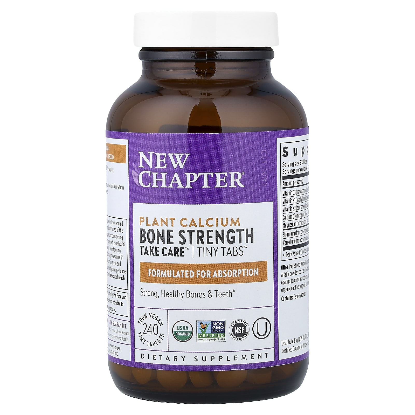 Комплекс Bone Strength New Chapter Plant Calcium Take Care™ 240 Vegan Tiny Tablets, таблетки