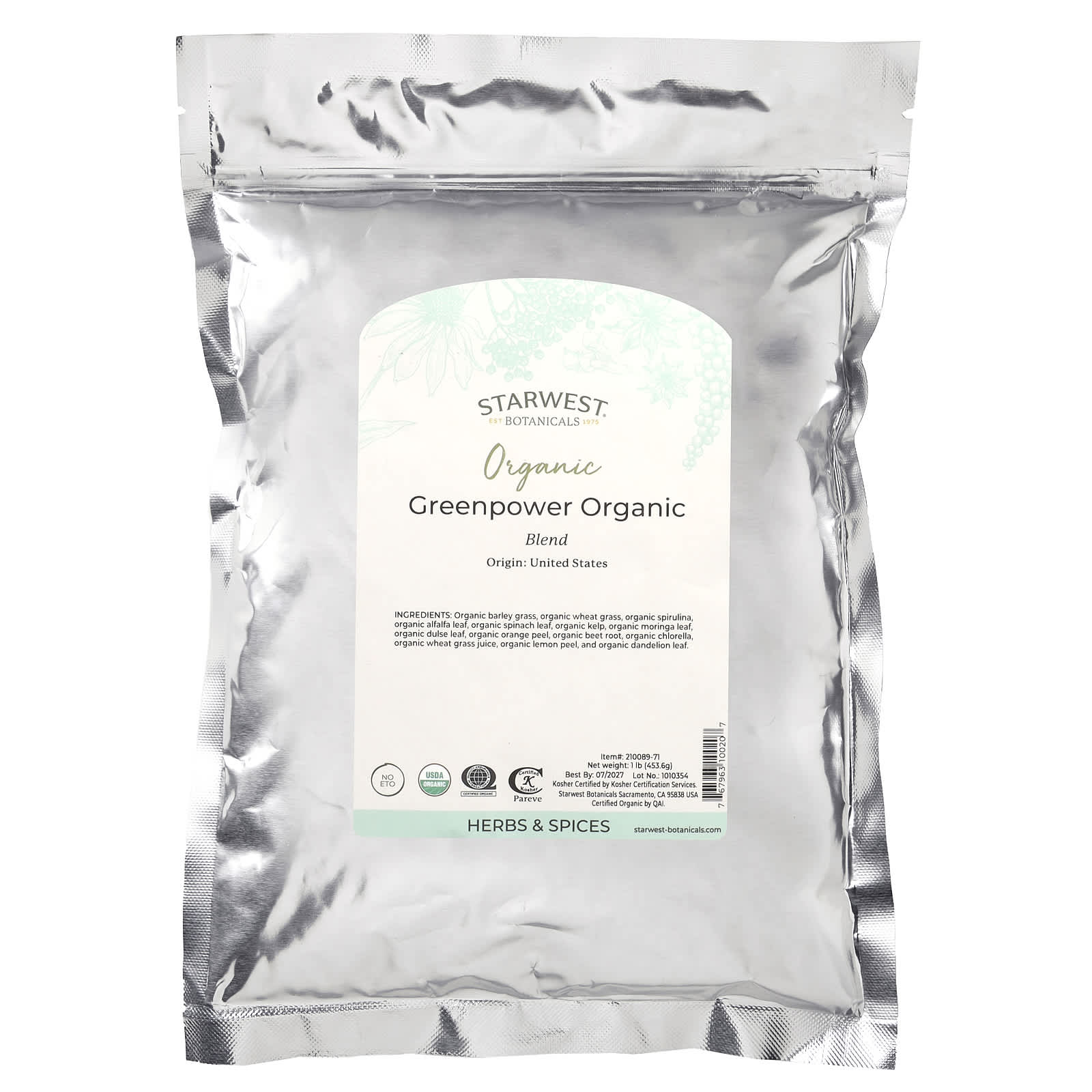 Органическая смесь Greenpower Starwest Botanicals, 1 фунт (453,6 г)