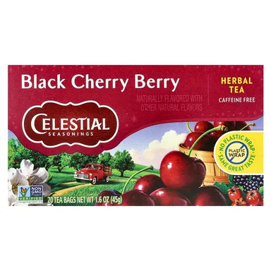 Фото товара: Чай Celestial Seasonings Herbal Black Cherry Berry Caffeine Free, 20 чайных пакетиков, 45 г, чайные пакетики