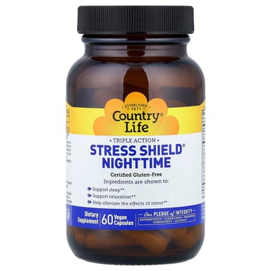 Комплекс для поддержки при стрессе Country Life® Nighttime Triple Action, 60 растительных капсул